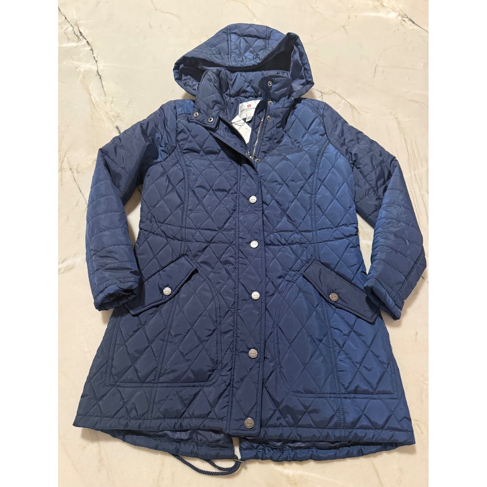 Urban Republic Womens Navy Blue Diamond Quilted Hooded  Coat Size Small NWT
